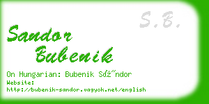 sandor bubenik business card